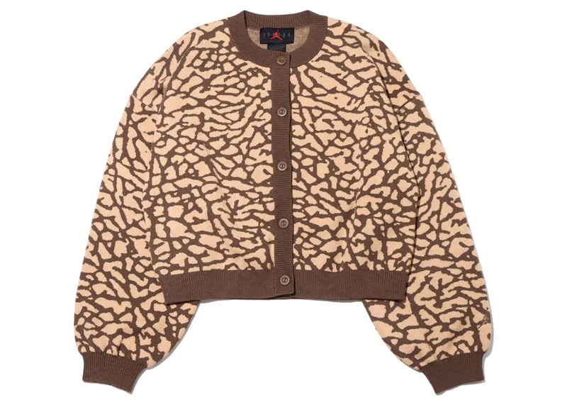 Pre-owned Jordan Womens Flight Jacquard Knit Cardigan (asia Sizing) In Palomino Cement