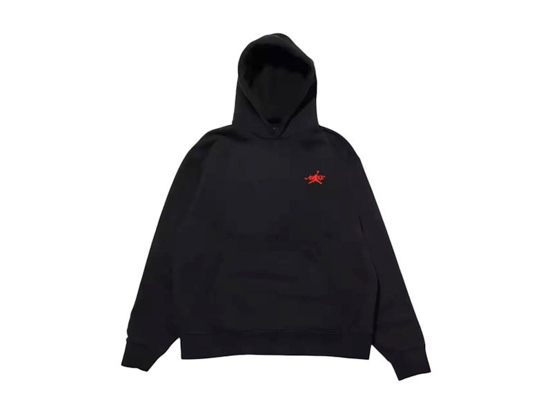Pre-owned Jordan Men's X Awake Ny Fleece Hoodie (fw24) In Black/sail/university Red
