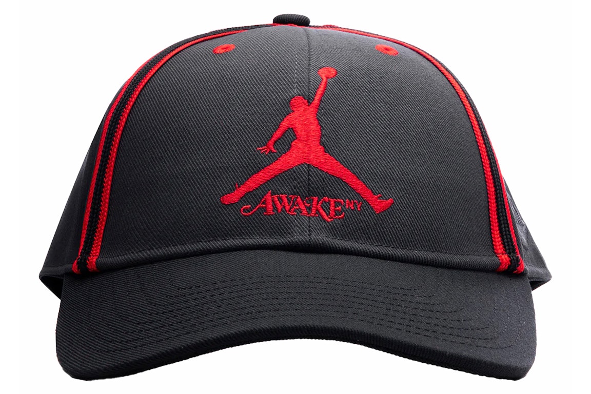 Pre-owned Jordan X Awake Ny Hat Dark Smoke Grey/university Red