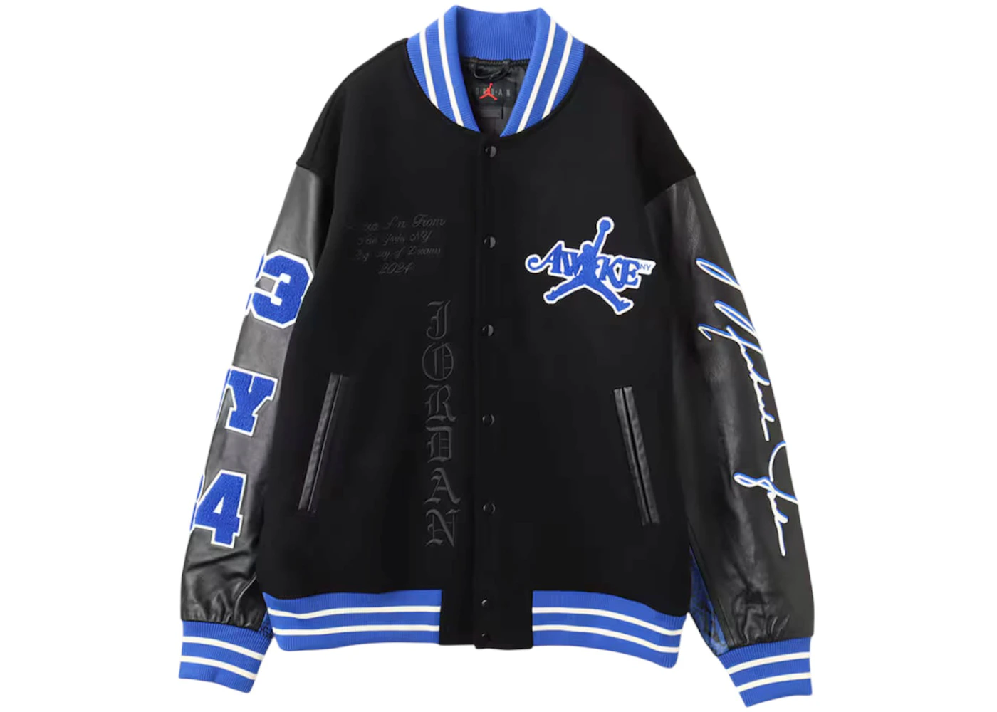 Jordan x Awake NY Varsity Jacket Black/Game Royal Men's FW24 US