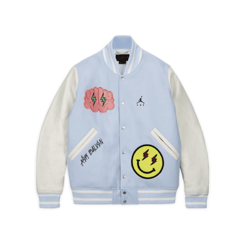 Jordan x J Balvin Varsity Jacket (Asia Sizing) White/Blue Men's