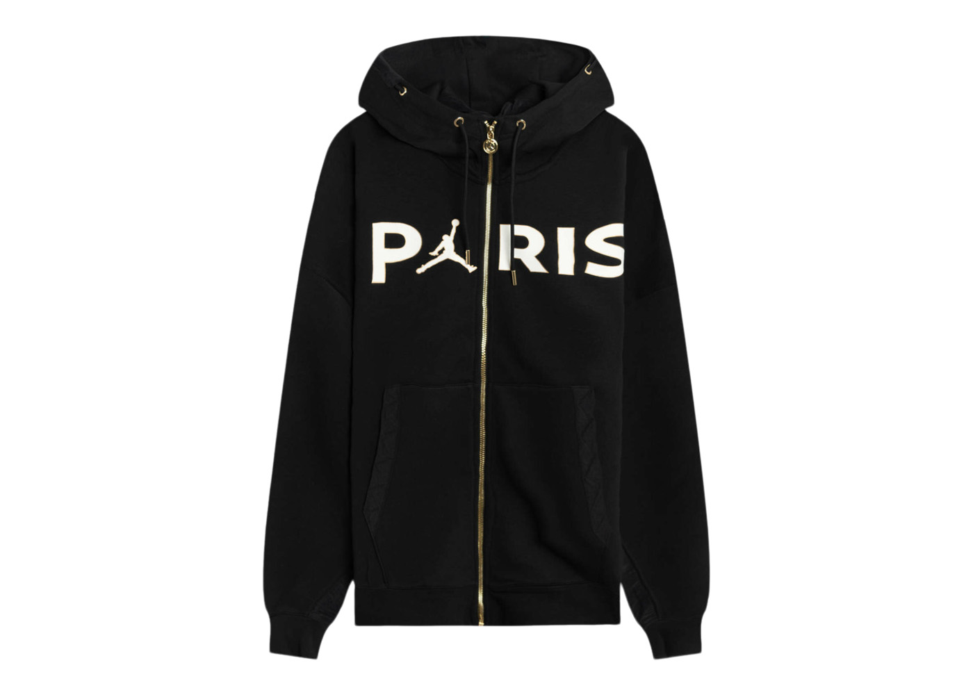 Jordan x PSG Paris Saint Germain Travel Fleeze Full Zip Hoodie  Black/Bordeaux/White/Metallic Gold