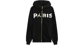 Jordan x PSG Paris Saint Germain Travel Fleeze Full Zip Hoodie Black/Bordeaux/White/Metallic Gold