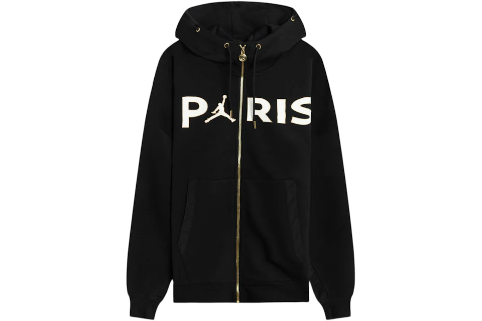 Jordan x PSG Paris Saint Germain Travel Fleeze Full Zip Hoodie Black/Bordeaux/White/Metallic