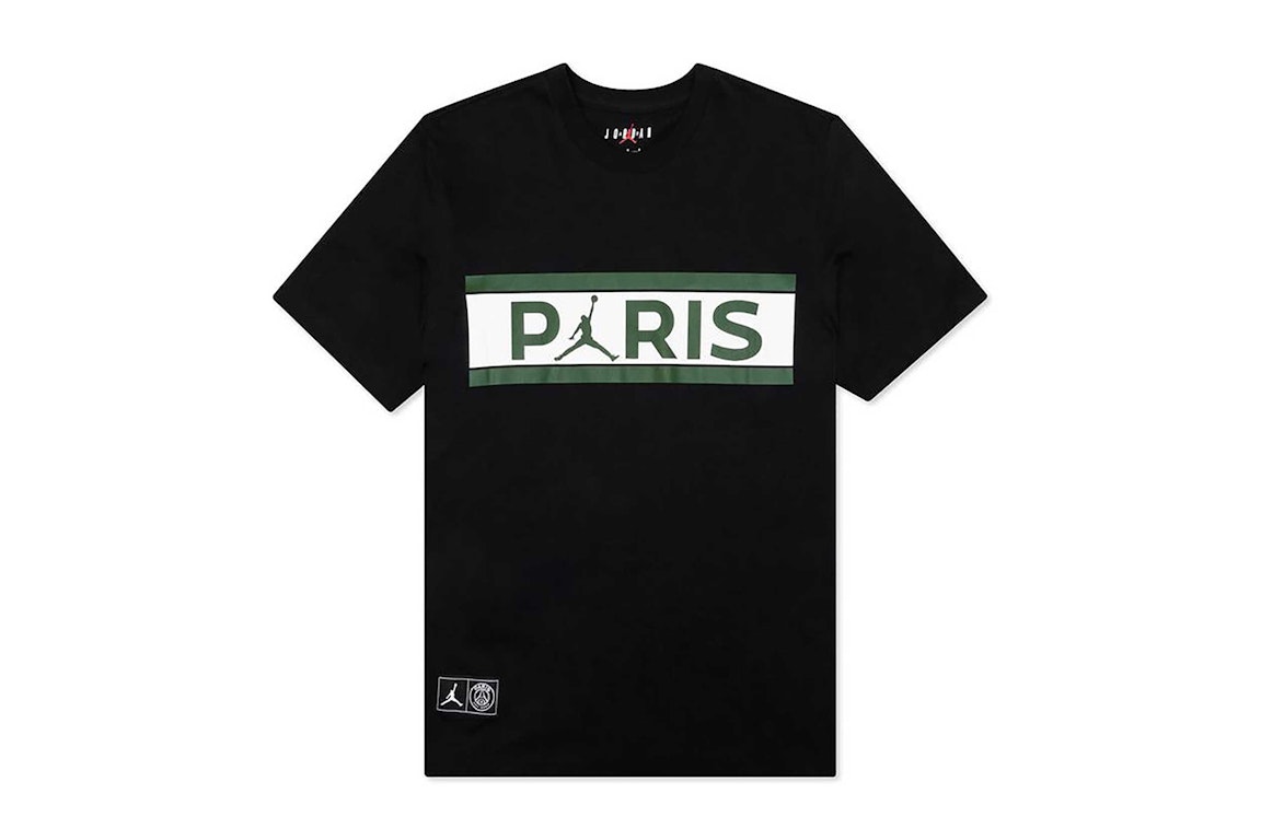 Pre-owned Jordan X Psg Paris Saint Germain Wordmark T-shirt Black/noble Green/white