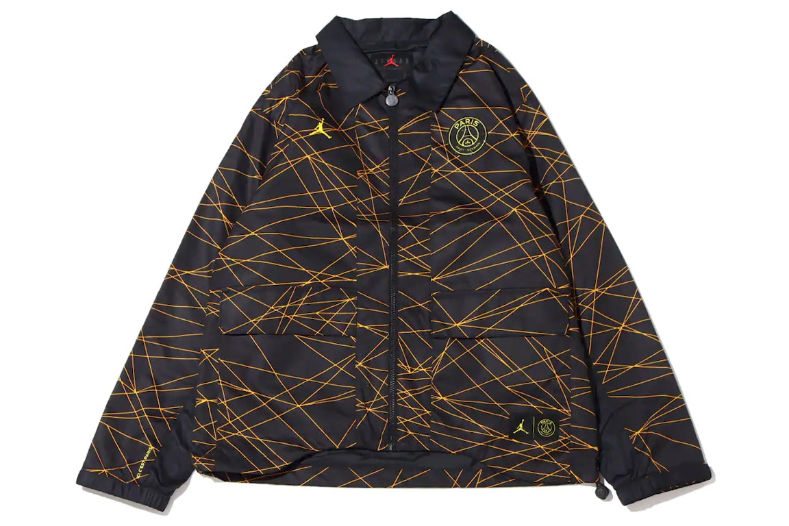 Pre-owned Jordan X Paris Saint-germain Anthem Jacket (asia Sizing) Black/tour Yellow