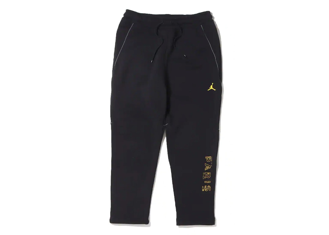 Pre-owned Jordan X Paris Saint-germain Fleece Pants (asia Sizing) Black/tour Yellow