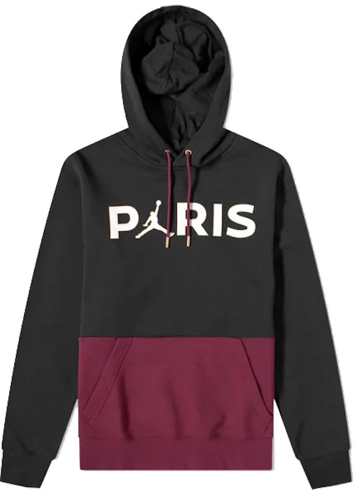 Jordan x Paris Saint-Germain Hoodie US - Bordeaux Fleece Pullover Black Men\'s