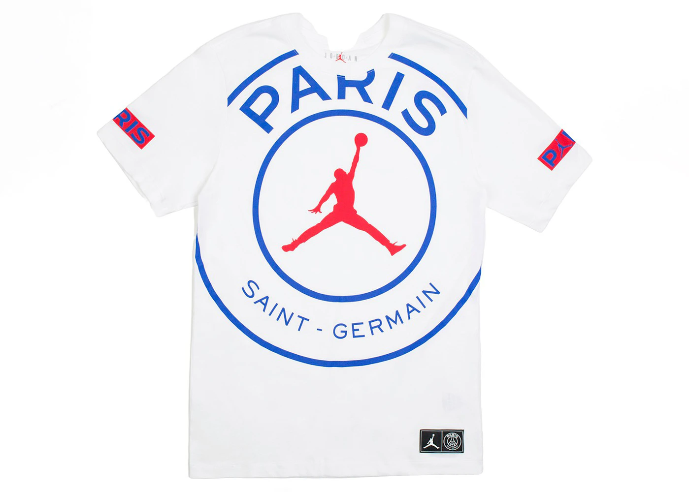 Begrænse grænse deltage Jordan x Paris Saint-Germain Logo Tee White/Royal/Red Men's - US