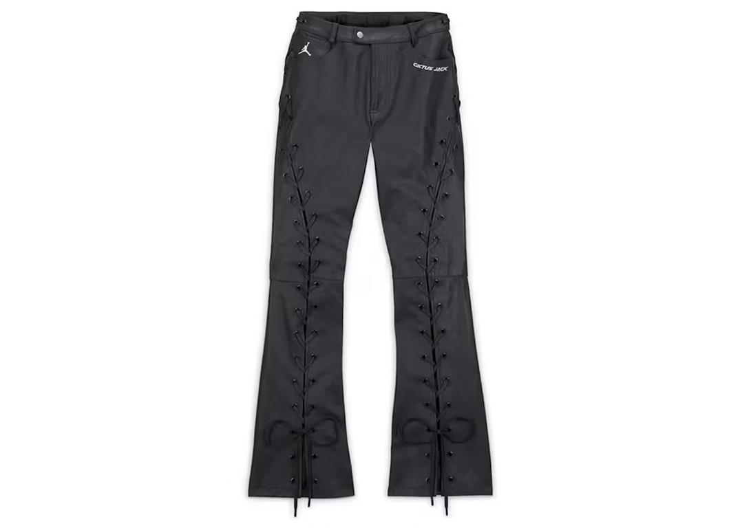 Pre-owned Jordan X Travis Scott Cactus Jack Women's Leather Pants (asia Sizing) Black