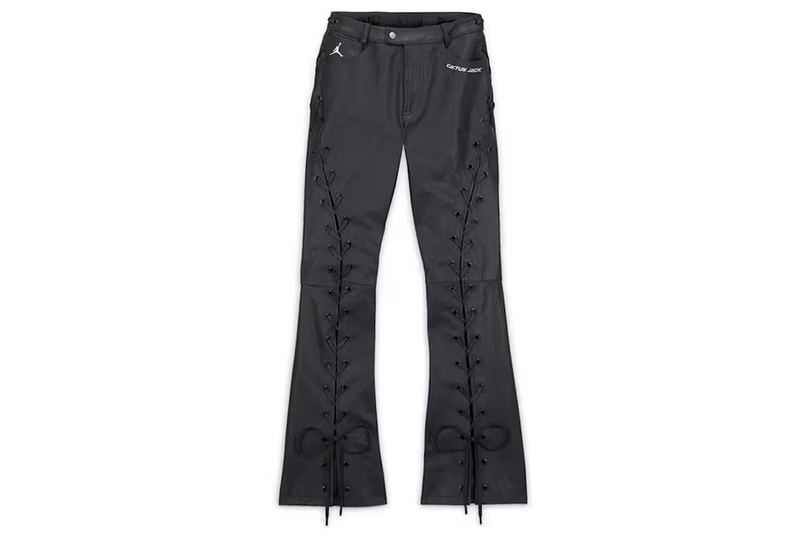 Pre-owned Jordan X Travis Scott Cactus Jack Women's Leather Pants (asia Sizing) Black