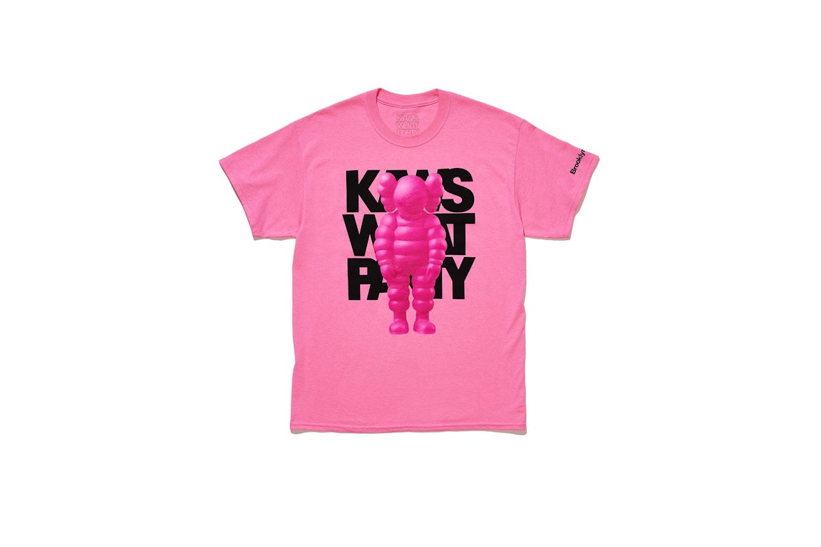 Pre-owned Kaws Brooklyn Museum What Party T-shirt Pink
