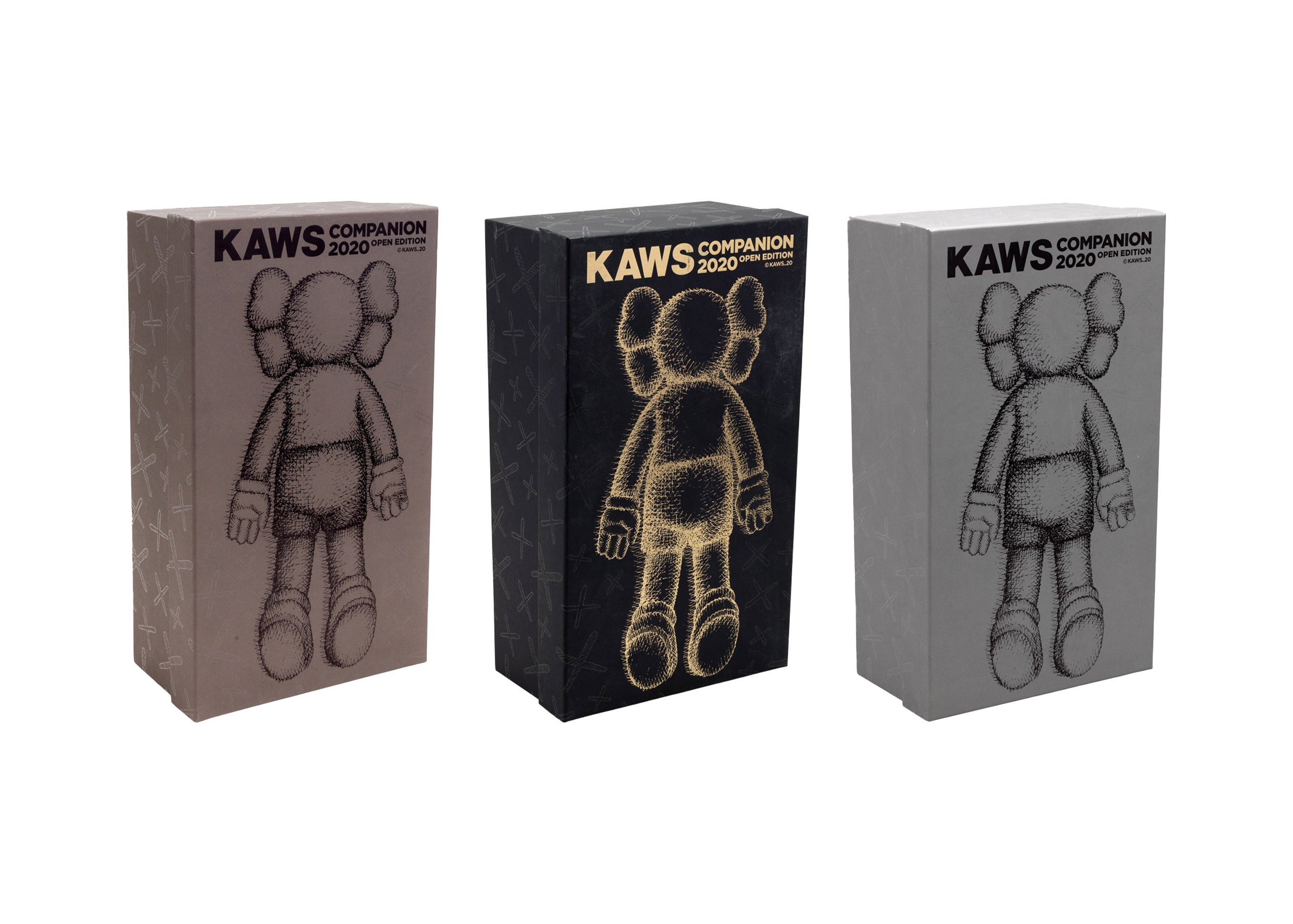 KAWS Companion 2020 Vinyl Figure Brown/Black/Grey Set - GB