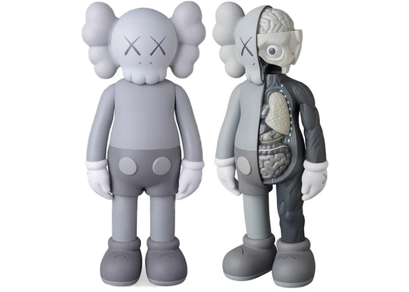 KAWS Companion Flayed Open Edition u0026 Companion Open Edition Vinyl Figure  Grey Set