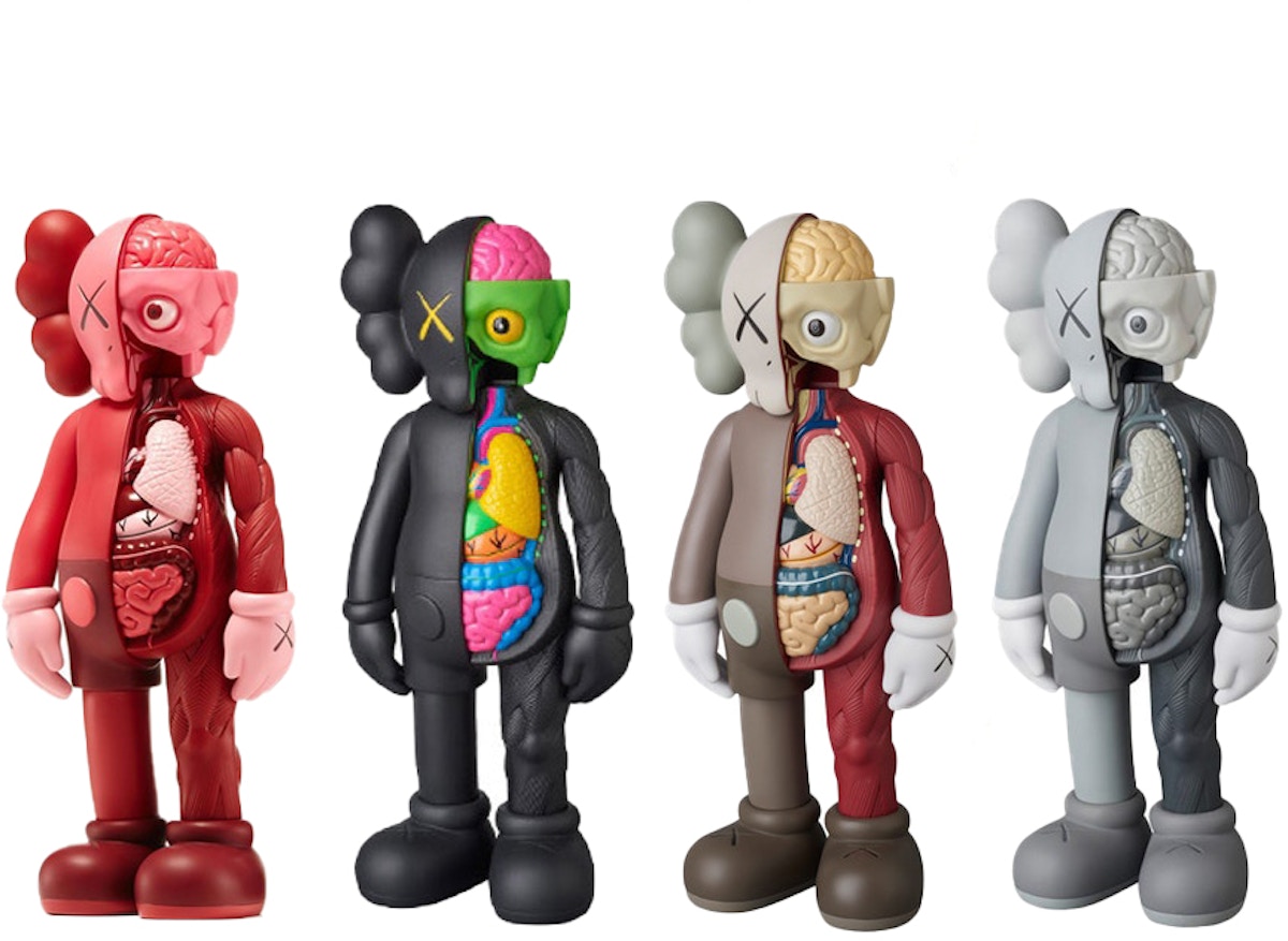 KAWS Companion Flayed Open Edition Vinyl Figure Black/Blush/Brown/Grey