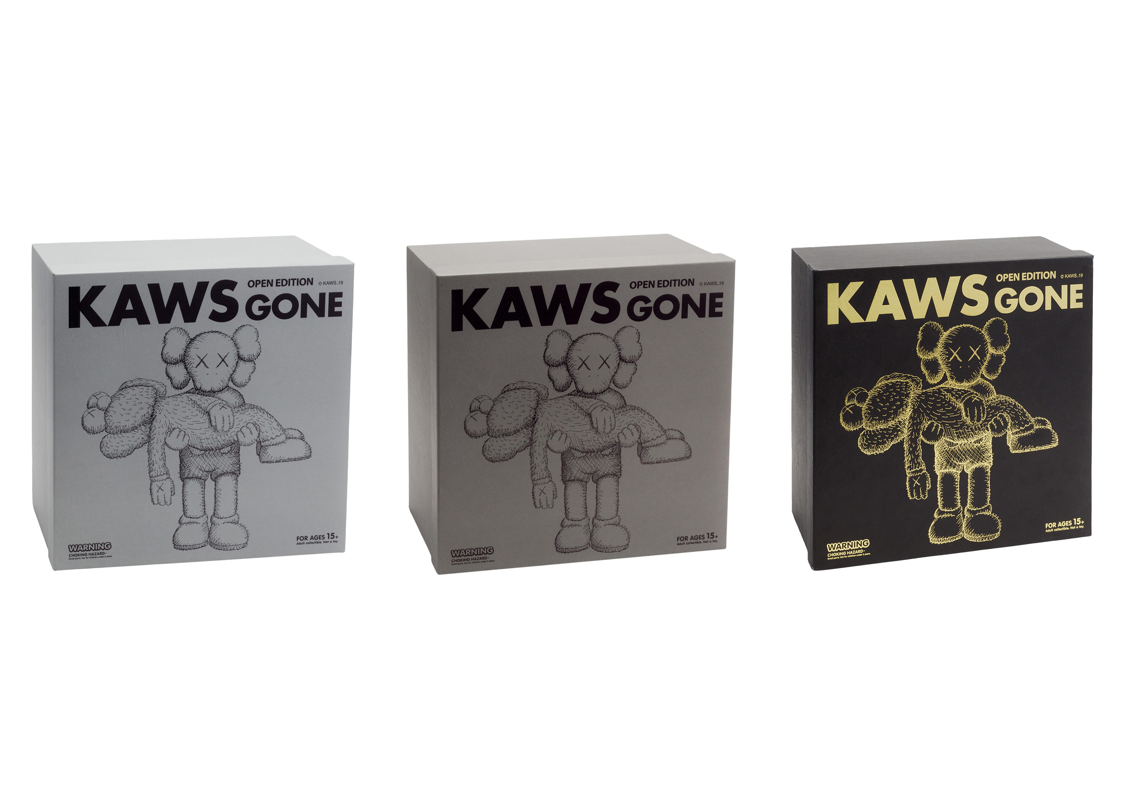 KAWS Gone Vinyl Figure Black/Brown/Grey Set - US