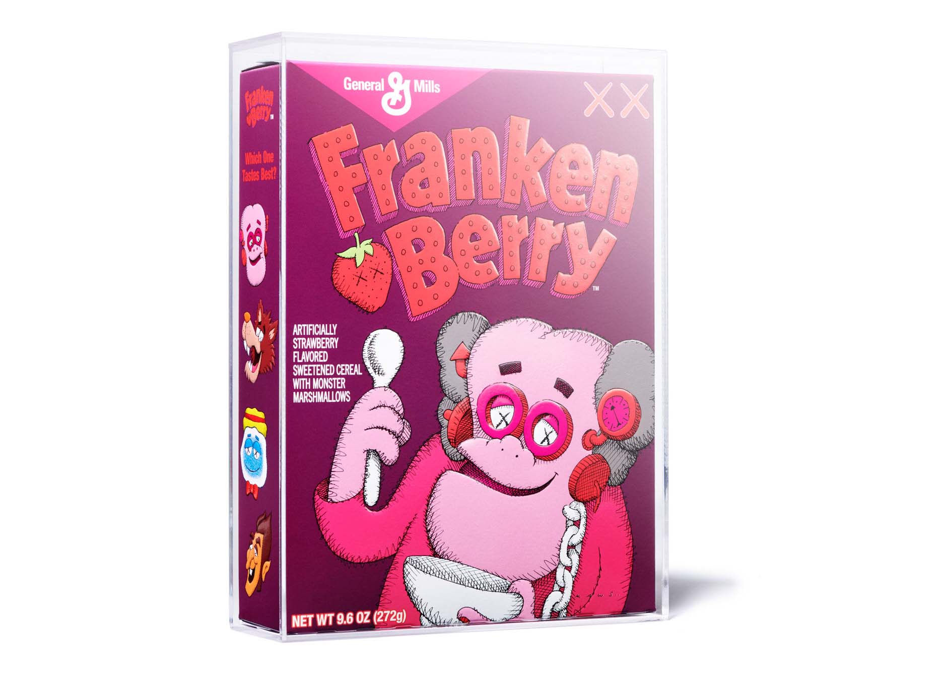 KAWS Monsters Franken Berry Cereal Limited Edition in Acrylic Case