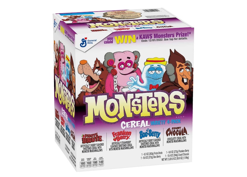 KAWS Monsters Franken Berry Count Chocula Boo Berry Frute Brute Cereal  Variety Pack (Not Fit For Human Consumption)