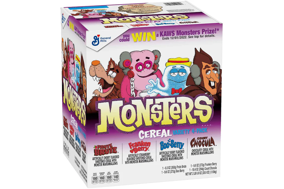 KAWS Monsters Franken Berry Count Chocula Boo Berry Frute Brute Cereal Variety Pack (Not Fit For Human Consumption)