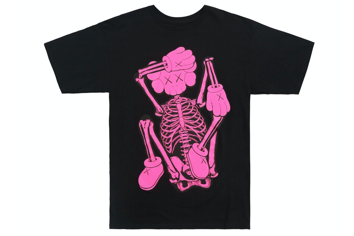 Pre-owned Kaws Skeleton New Fiction T-shirt Pink