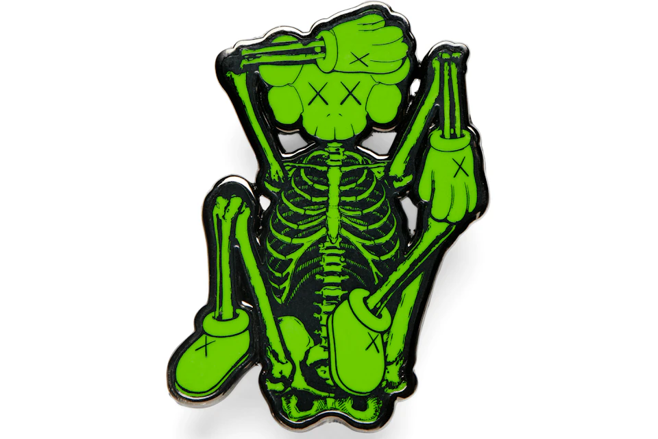 KAWS Skeleton Pin Green