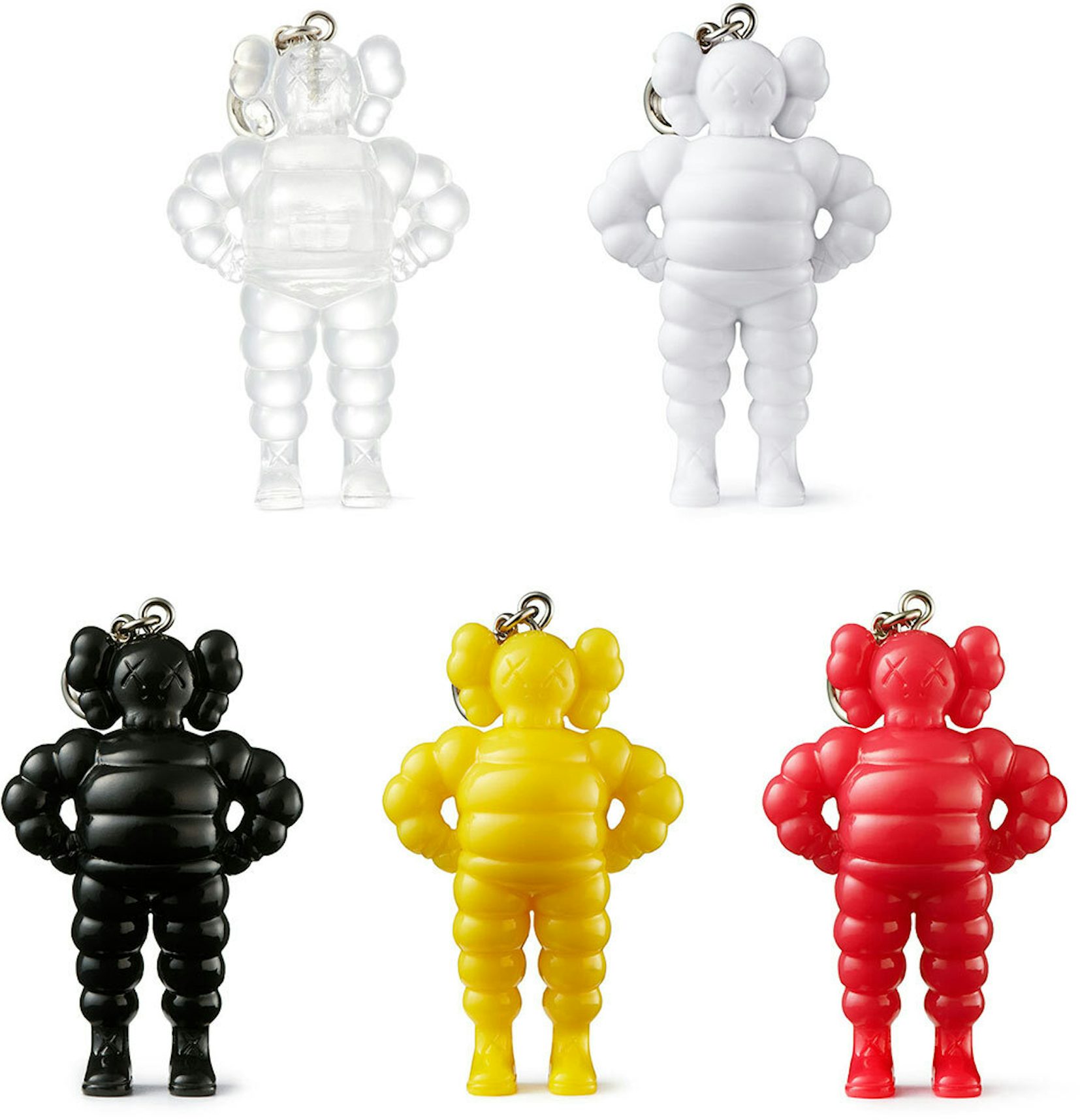 KAWS Tokyo First Chum Keychain Clear/White/Black/Yellow/Pink Set