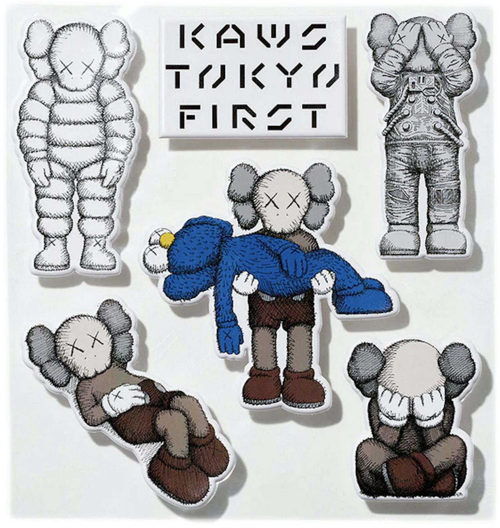 Kaws Tokyo First Companion Keychain Set (2021) Black/Brown/Grey