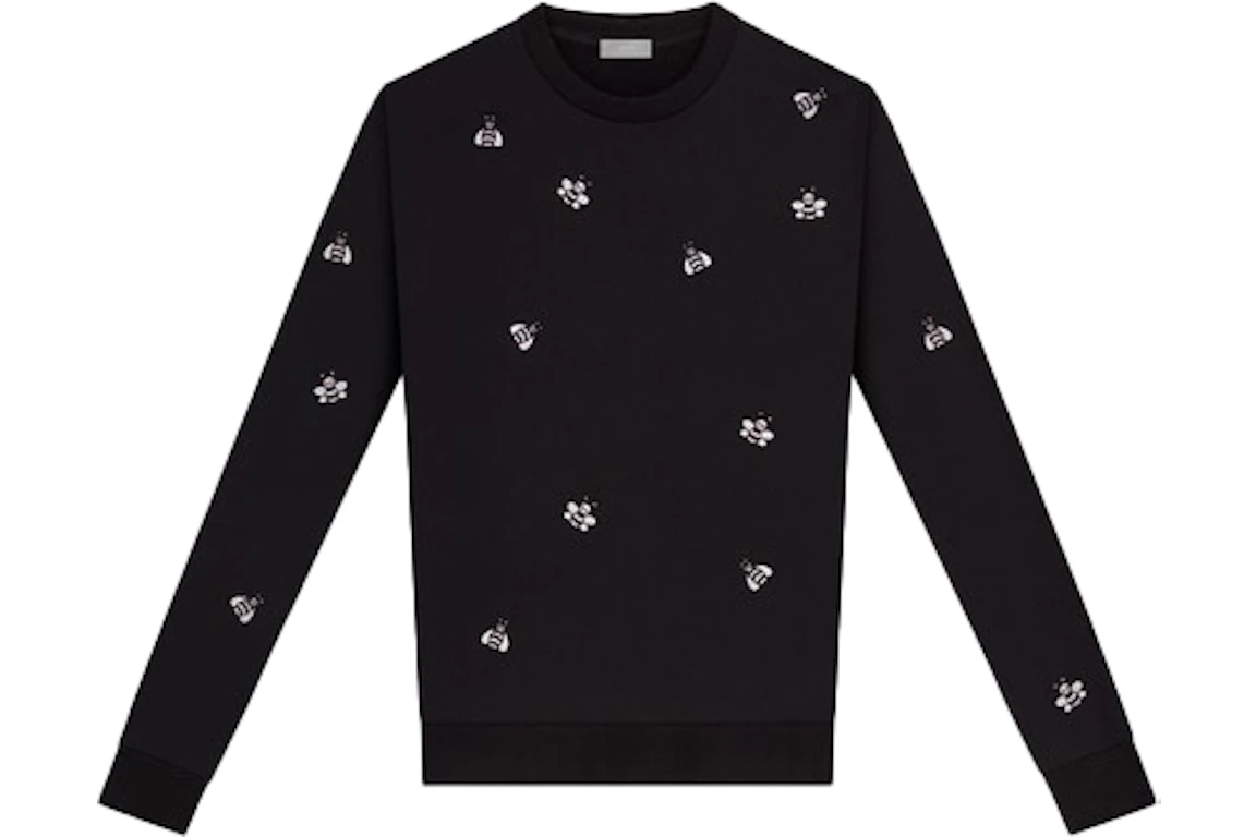 KAWS x Dior Embroidered Bees Crewneck Sweatshirt Black