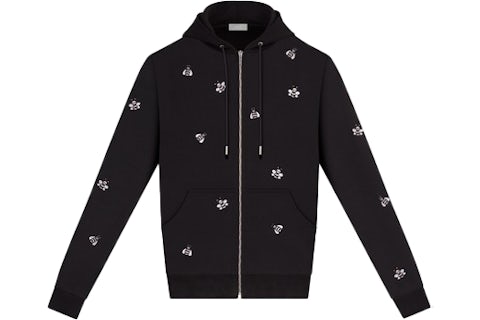 KAWS x Dior Embroidered Bees Zip Up Sweatshirt Black Men s SS19 US