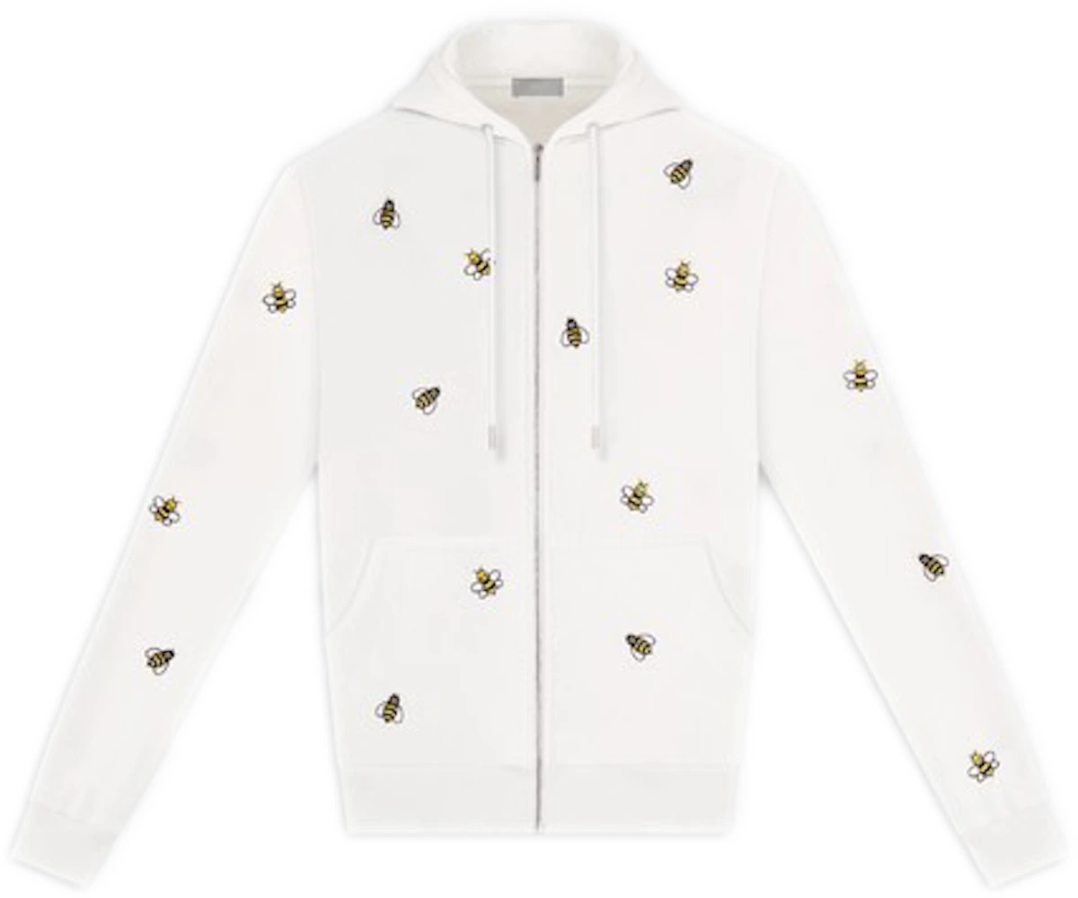 KAWS x Dior Embroidered Bees Zip Up Sweatshirt White - SS19 Men's - US