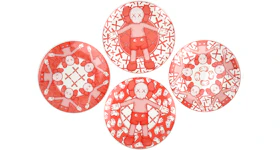 KAWS x Doha Fire Station Ceramic Plates (Set of 4) Red/White