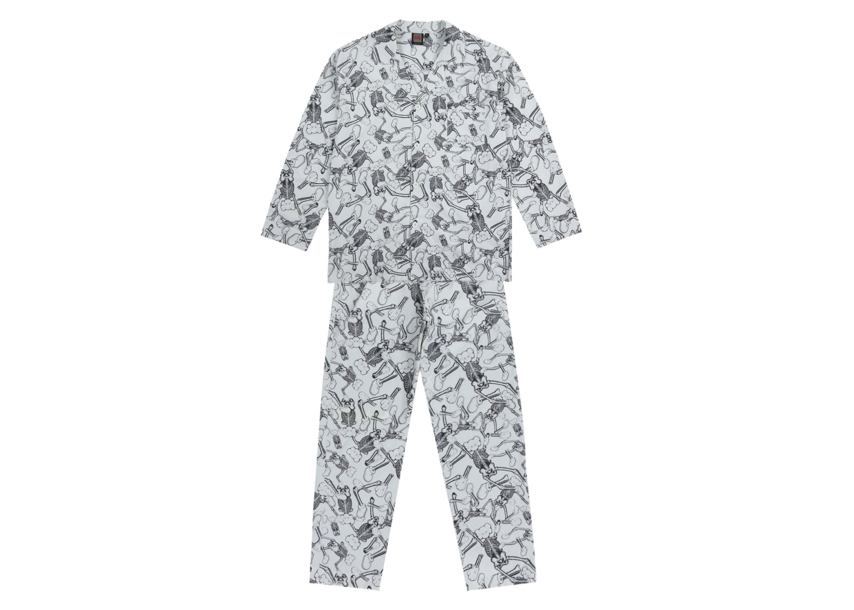 KAWS x Infinite Archive SKELETON Pattern Pajama Set White/Black