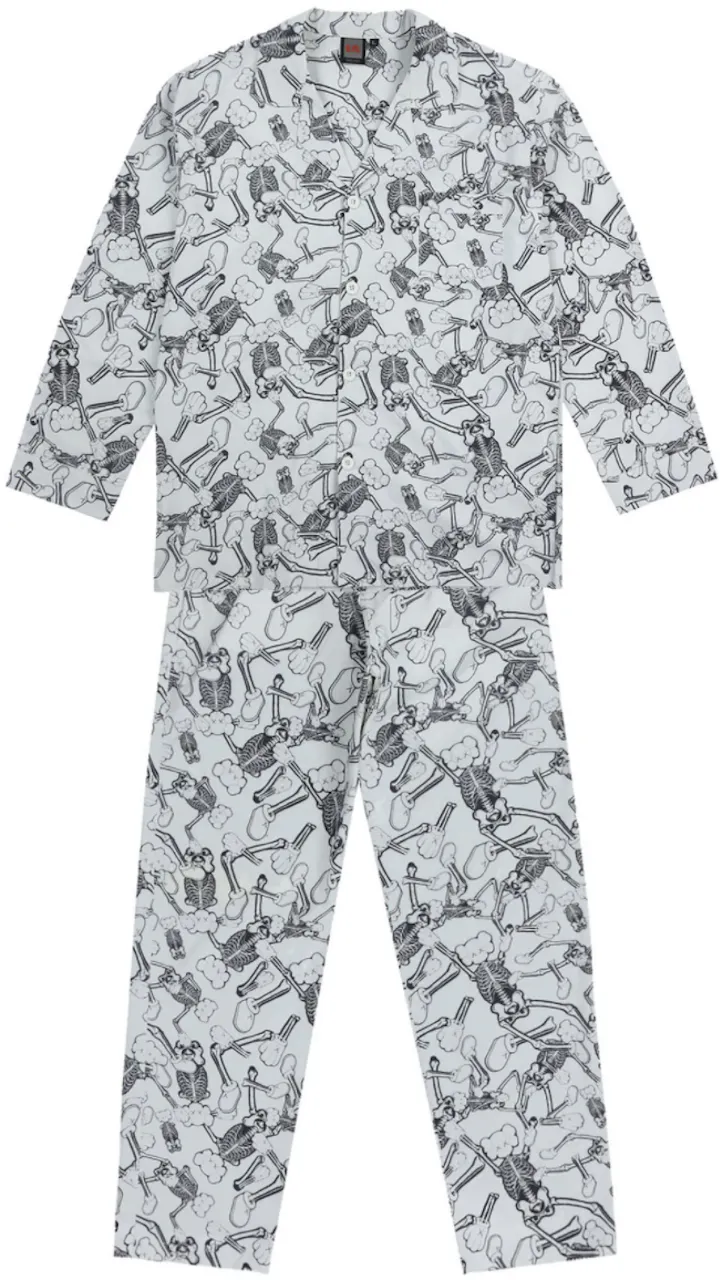 KAWS x Infinite Archive SKELETON Pattern Pajama Set White/Black - FW21 - CN