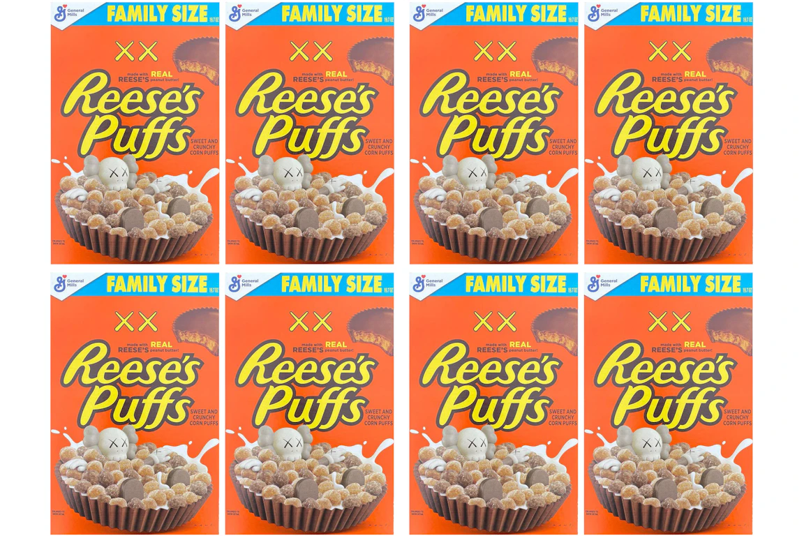 KAWS x Reese's Puffs Cereal Family Size 8x Lot (Not Fit For Human Consumption)