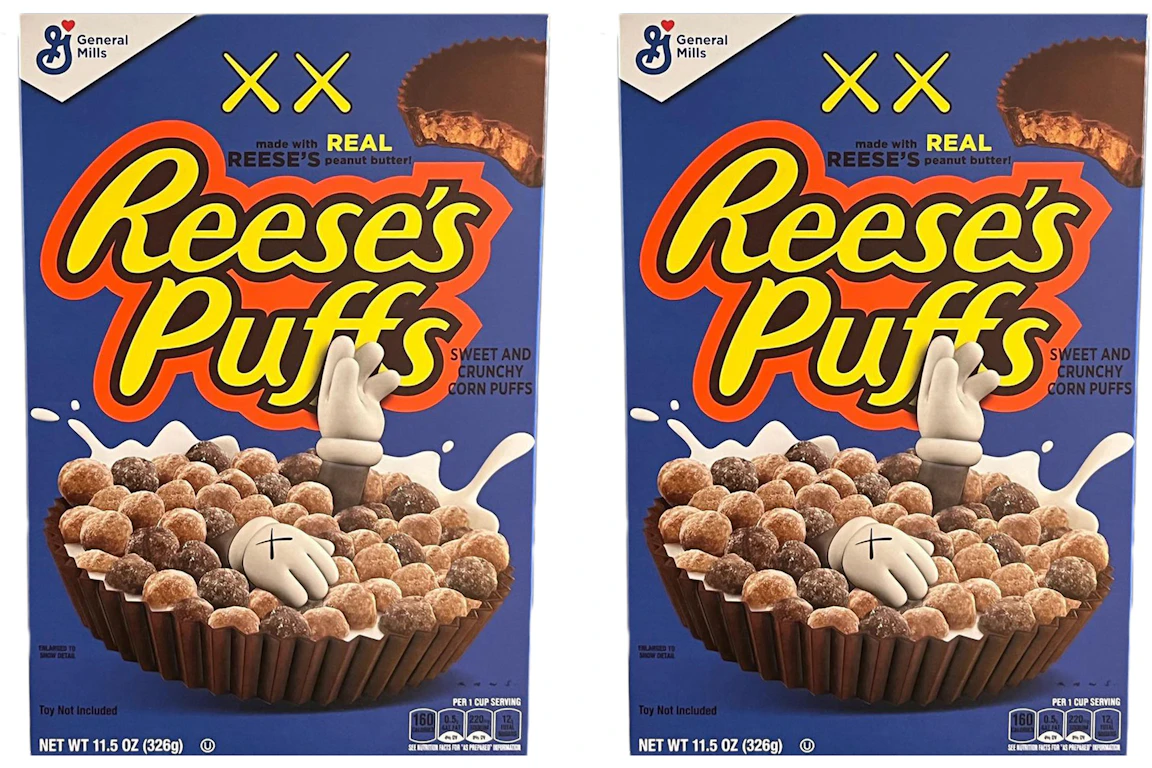 KAWS x Reese's Puffs Limited Edition Cereal 2x Lot (Not Fit For Human Consumption) Blue