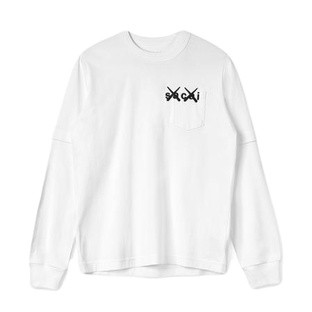 KAWS x Sacai Embroidery L/S Tee White Men's - FW21 - US