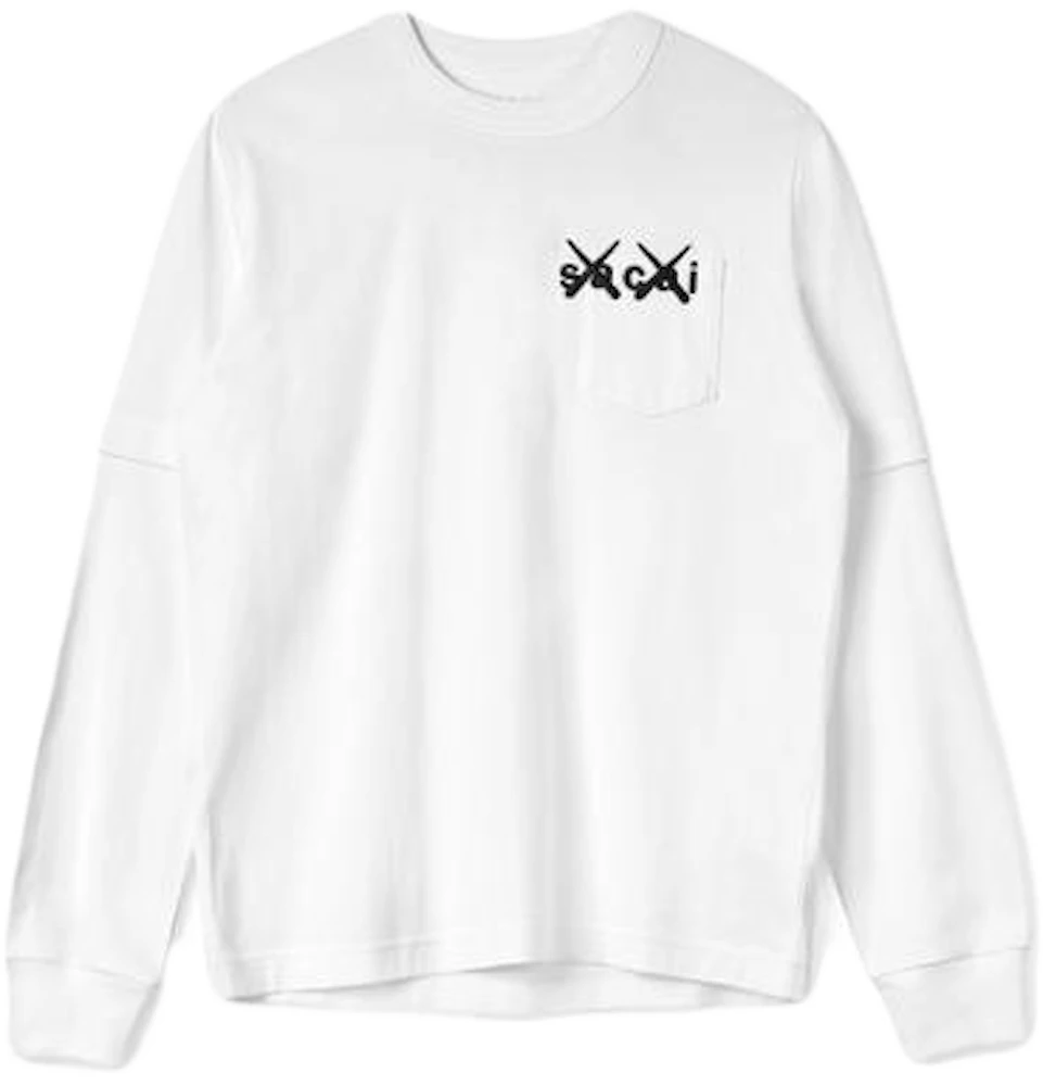 KAWS x Sacai Embroidery L/S Tee White Men's - FW21 - US