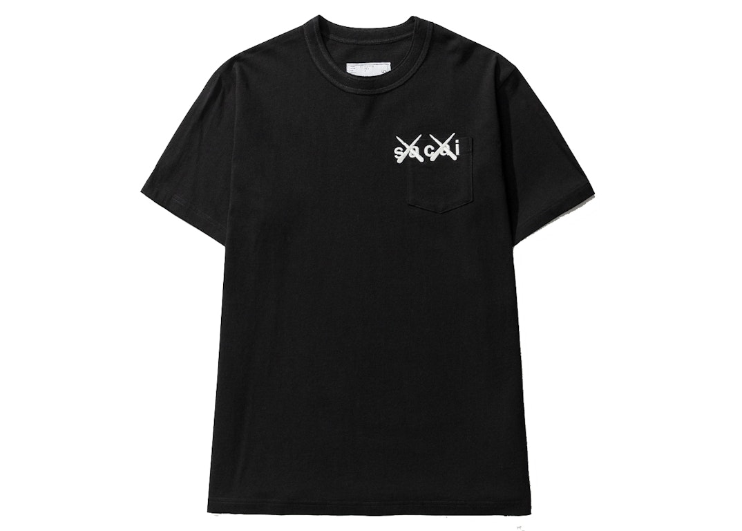 Pre-owned Kaws X Sacai Embroidery T-shirt Black White
