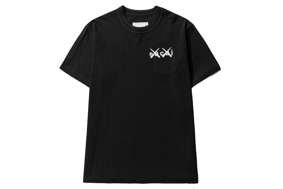 Pre-owned Kaws X Sacai Embroidery T-shirt Black White