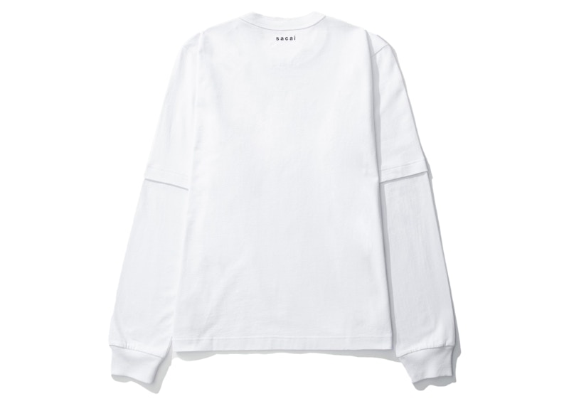 KAWS x Sacai Flock Print Long Sleeve T-shirt White Men's - FW21 - US