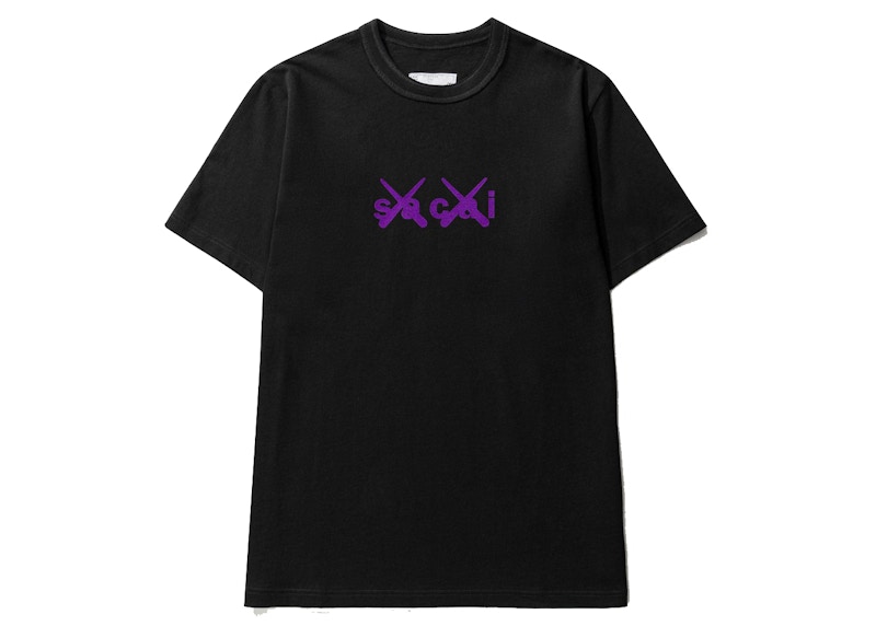 KAWS x Sacai Flock Print T-shirt Black/Purple