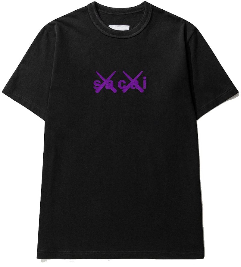 KAWS x Sacai Flock Print T-shirt Black/Purple - FW21