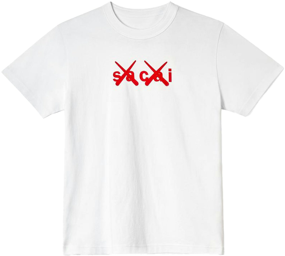KAWS x Sacai Flock Print T-shirt White/Red - FW21
