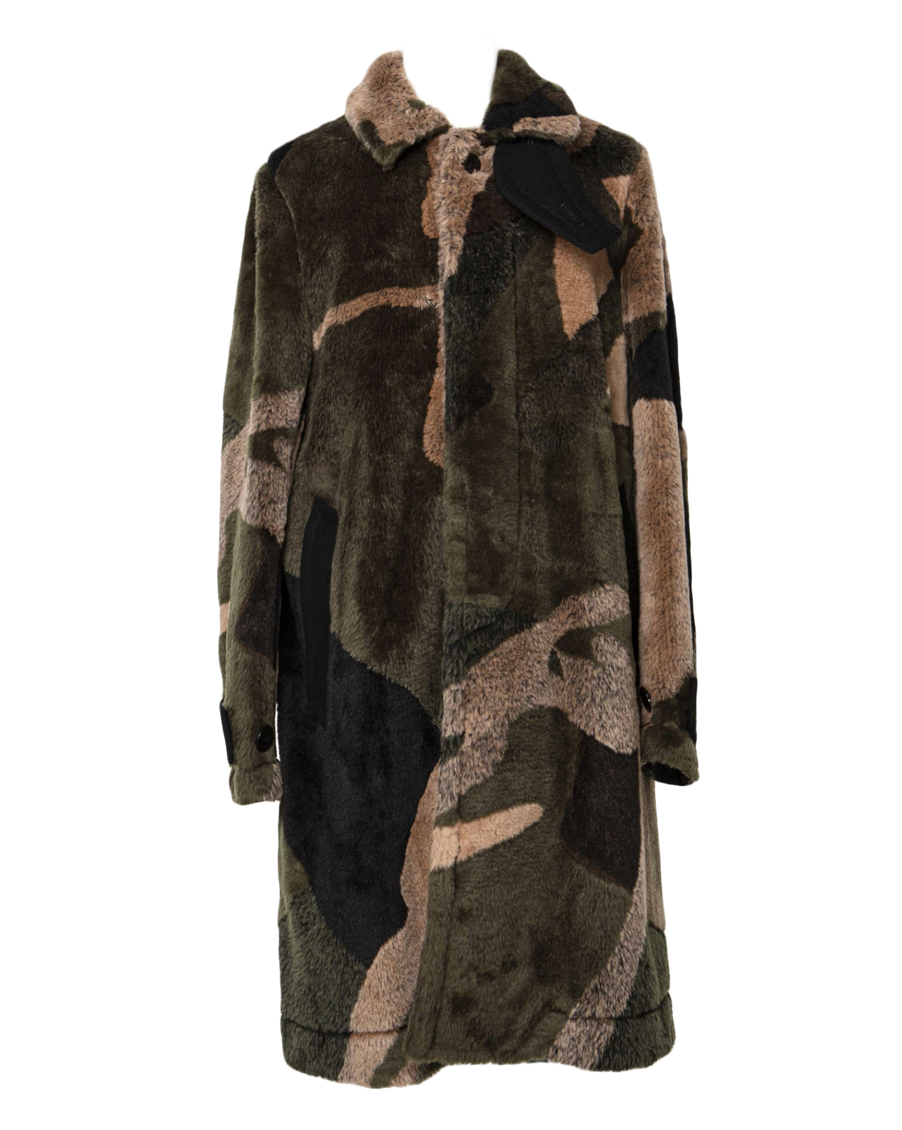 KAWS x Sacai Jacquard Faux Fur Coat Green - FW21 Men's - GB