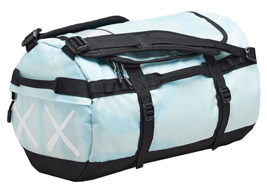 Pre-owned Kaws X The North Face S Duffle Bag Kw Ice Blue 86 Print