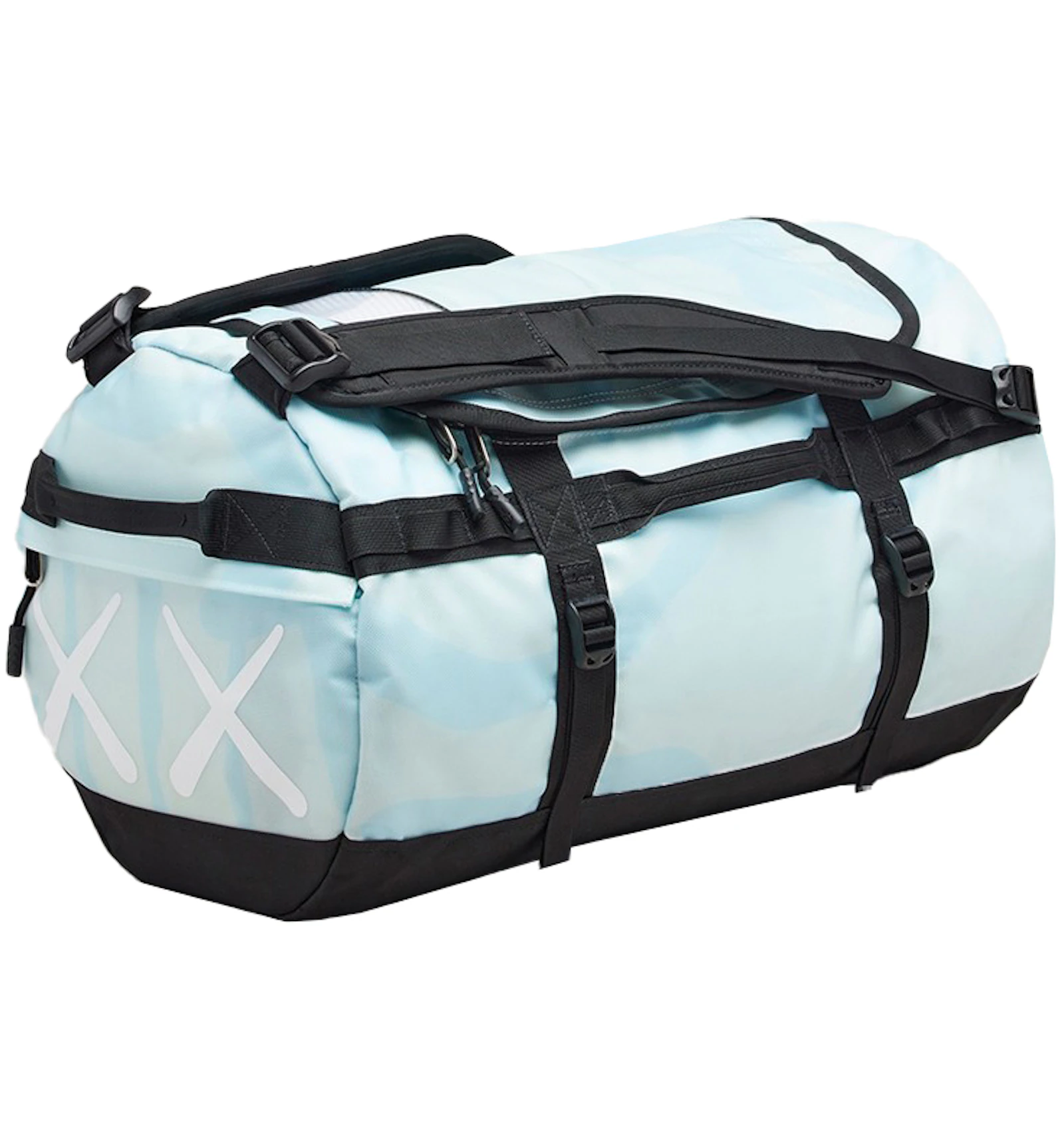 Kaws X The North Face S Duffle Bag Kw Ice Blue 86 Print Fw21 Us Kaws X The North Face S Duffle Bag Kw Ice Blue 86 Print Fw21 Us