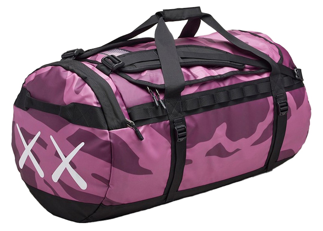 Pre-owned Kaws X The North Face Basecamp L Duffle Bag Pamplona Purple Dragline Print