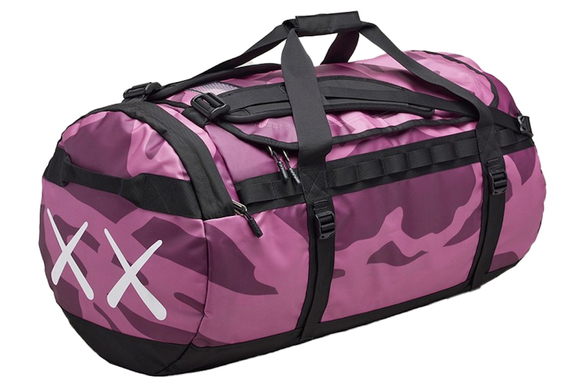 Pre-owned Kaws X The North Face Basecamp L Duffle Bag Pamplona Purple Dragline Print