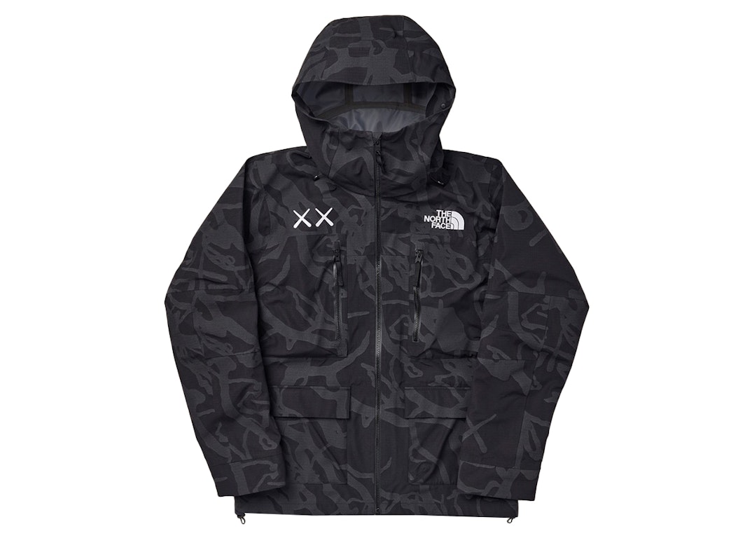 Pre-owned Kaws X The North Face Freeride Jacket Tnf Black Dragline Print