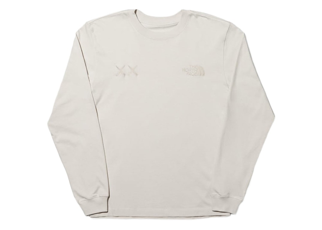 Pre-owned Kaws X The North Face L/s T-shirt Moonlight Ivory
